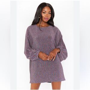 Show Me Your MUMU Women Sure Thing Mini Dress Large Rainbow Sparkle Draped Party